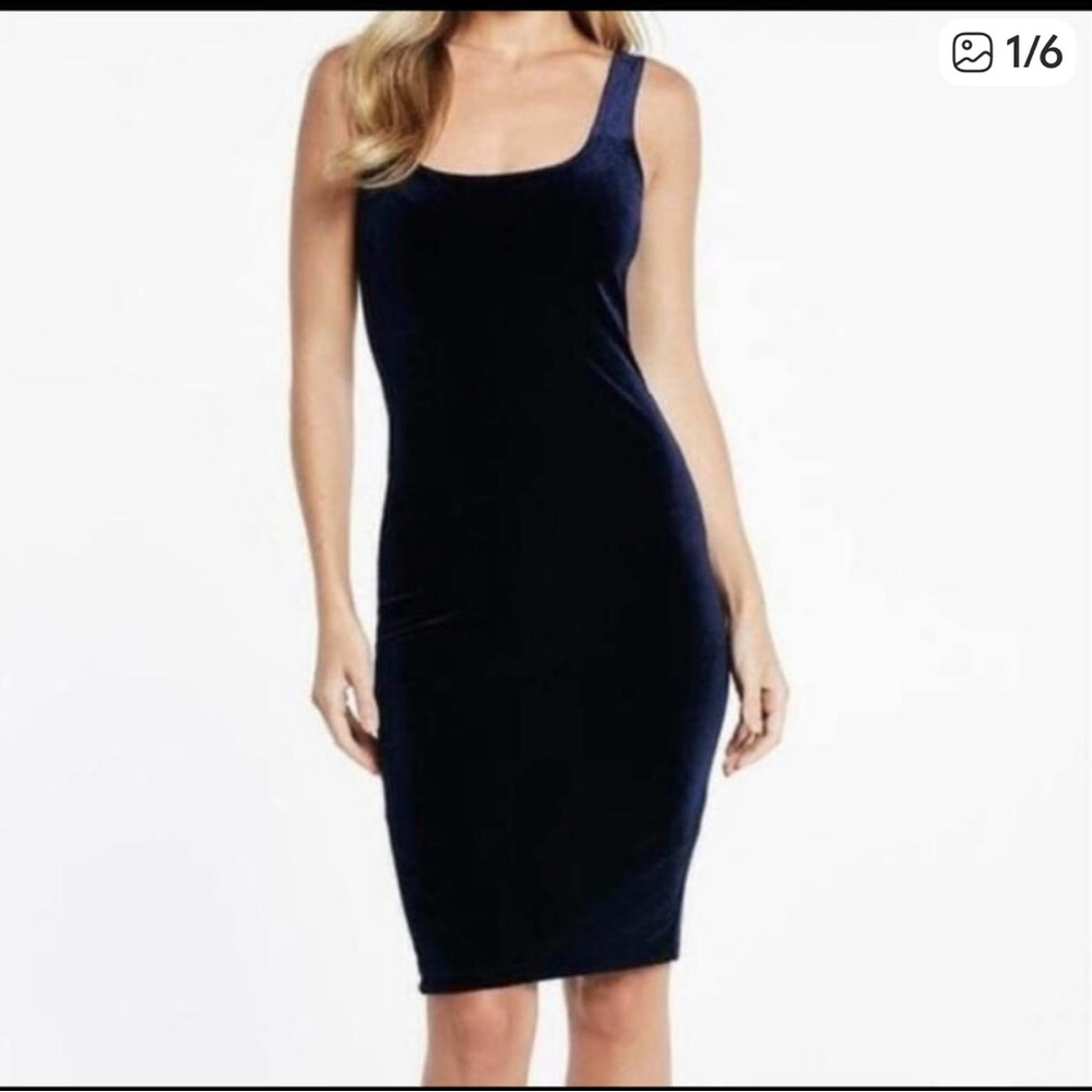 Bardot Midnight Blue Velvet Midi Dress
